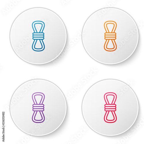 Color line Climber rope icon isolated on white background. Extreme sport. Sport equipment. Set icons in circle buttons. Vector Illustration