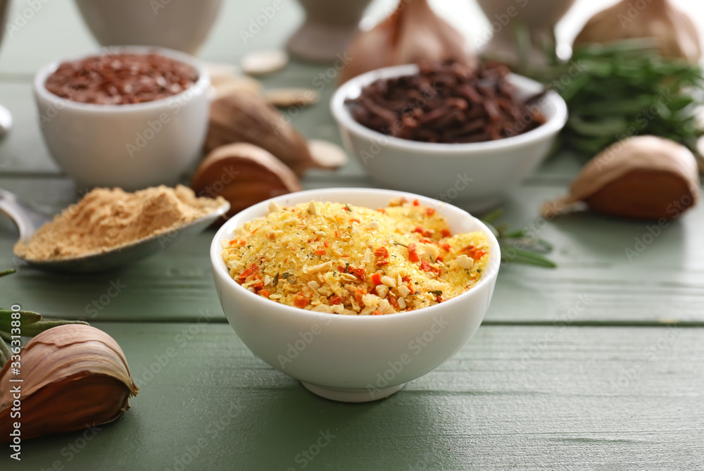 Bowl with spices on table Bowl with spices on table