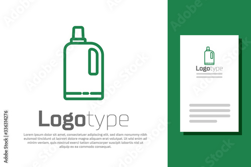 Green line Fabric softener icon isolated on white background. Liquid laundry detergent, conditioner, cleaning agent, bleach. Logo design template element. Vector Illustration