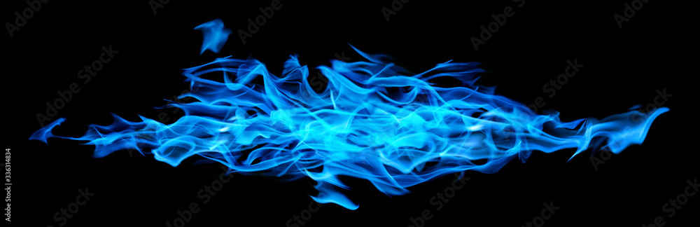Fototapeta premium isolated on black blue fire line