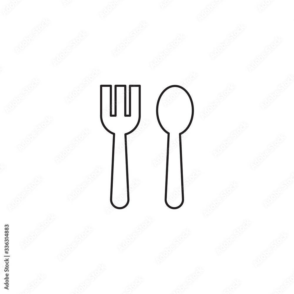 Spoon and fork icon. Kitchen utensil spoon fork vector icon. Restaurant, Eat symbol. Spoon and fork icon. Kitchen utensil spoon fork vector icon. Restaurant, Eat symbol.