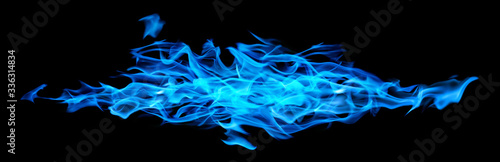 isolated on black blue fire line