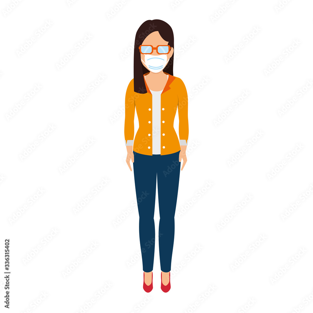 young woman with face mask isolated icon vector illustration design young woman with face mask isolated icon vector illustration design