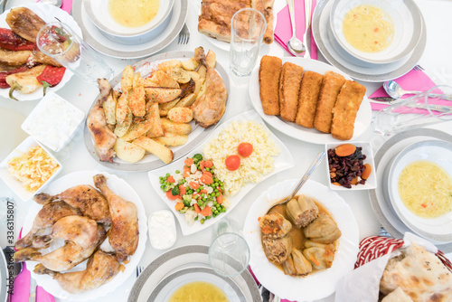 Photography Food table ready top view without people