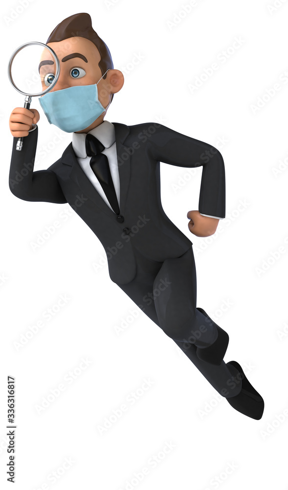 3D illustration of a cartoon character with a mask 3D illustration of a cartoon character with a mask