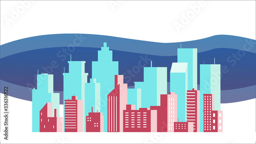 flat illustration of city building vector  skyscraper graphic background