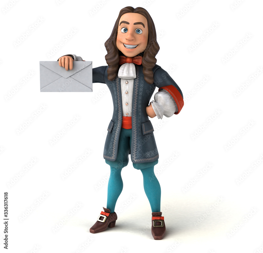 3D Illustration of a cartoon man in historical baroque costume 3D Illustration of a cartoon man in historical baroque costume