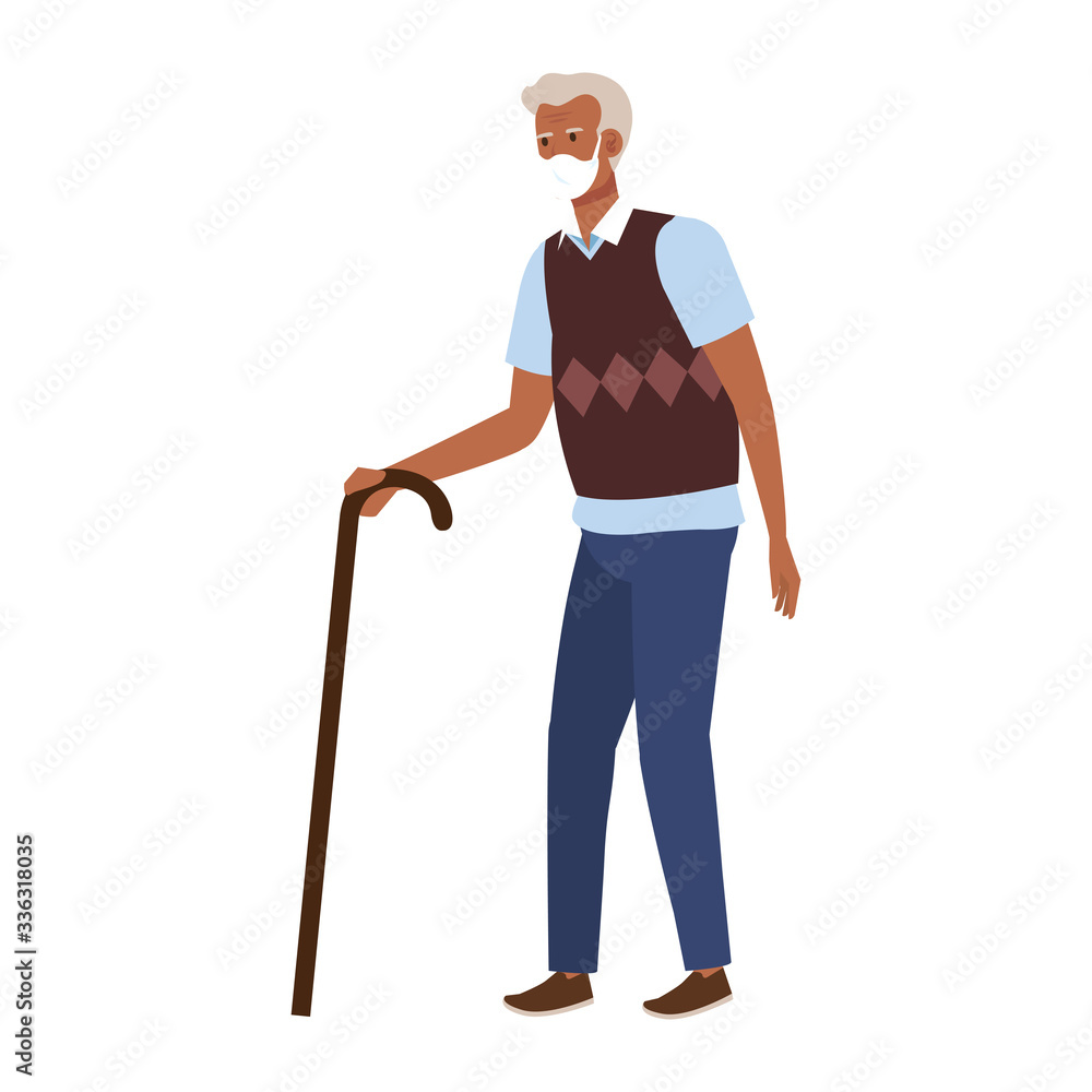 old man with face mask isolated icon vector illustration design old man with face mask isolated icon vector illustration design