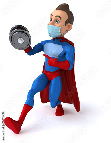 3D illustration of a cartoon character with a mask