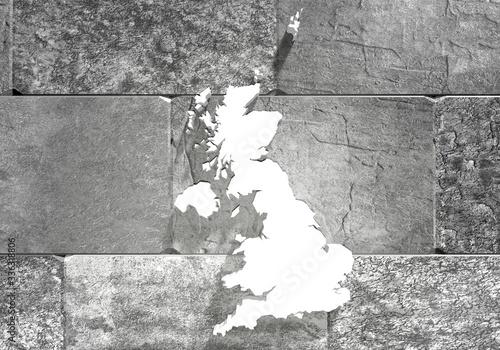 United Kingdom map on concrete wall. 3D rendering photo