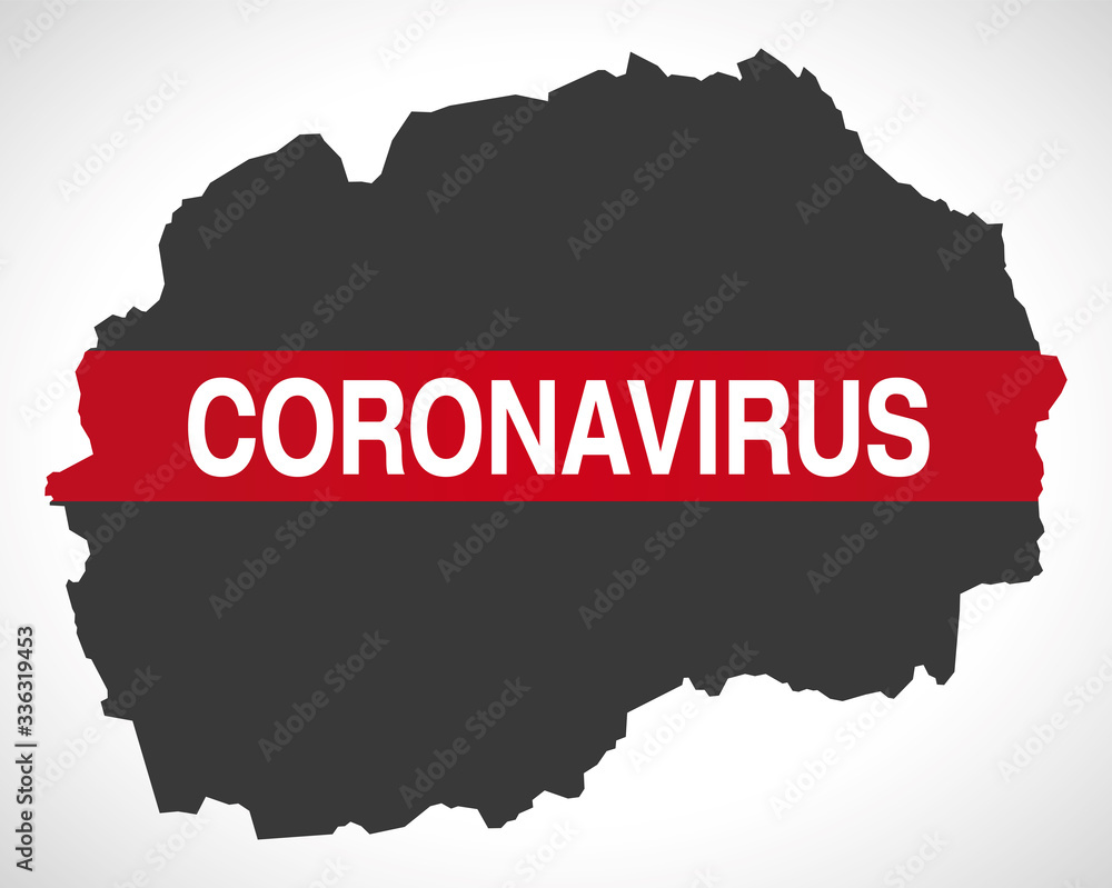 Fototapeta premium Macedonia map with Coronavirus warning illustration