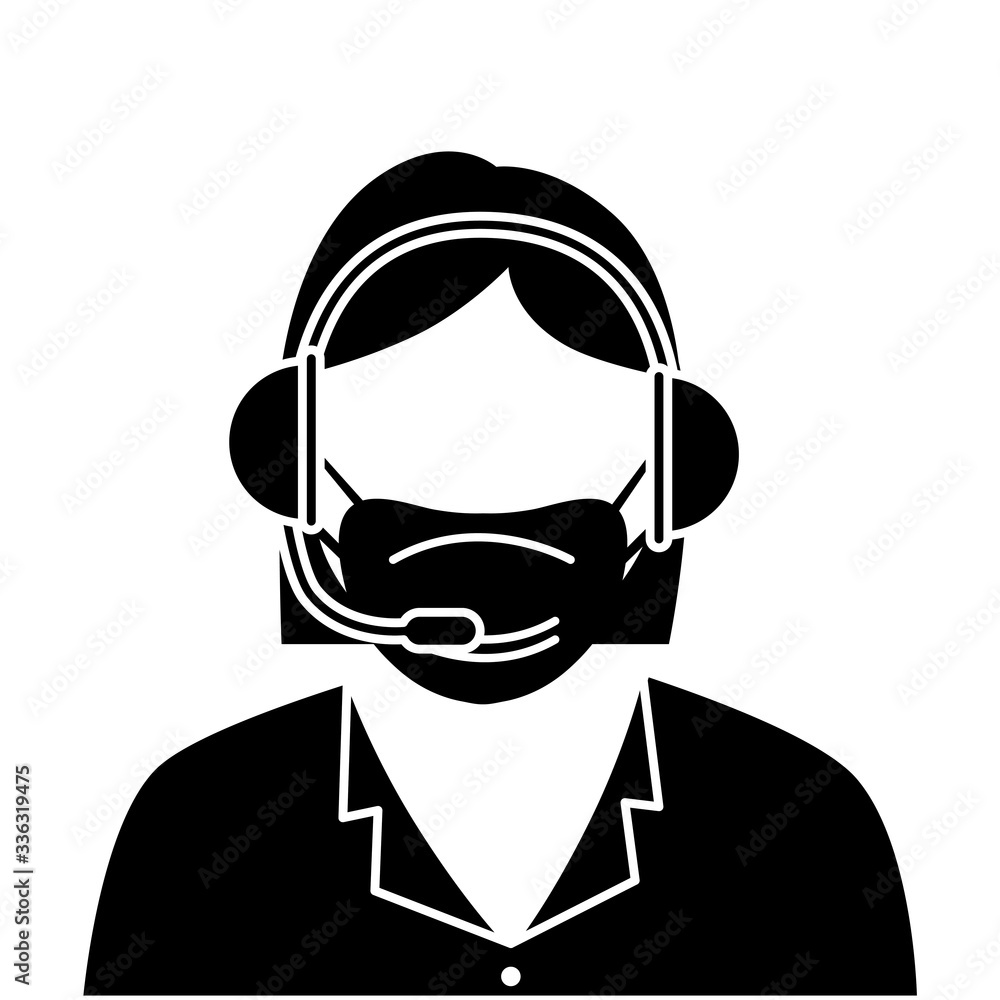 woman agent call center with face mask vector illustration design