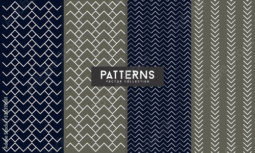 Set of pattern vector collection. Geometric lines patterns with edges, angles. Geometric backgrounds for cataloges, corporate brochures. Line shapes patterns, header elements. Cover page layouts set.