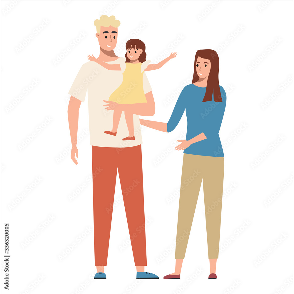 Heterosexual full family with child spend time together. Heterosexual full family with child spend time together.