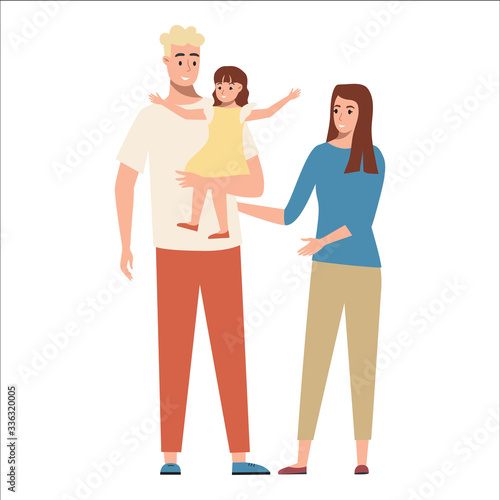 Heterosexual full family with child spend time together.