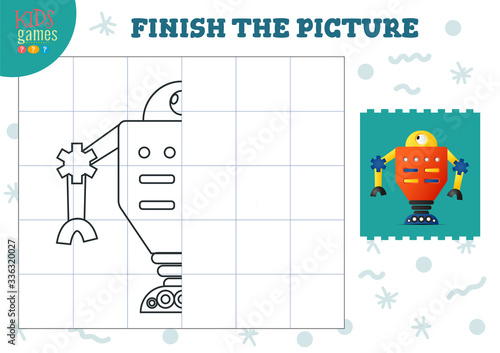 Copy picture vector illustration. Complete and coloring game for preschool and school kids