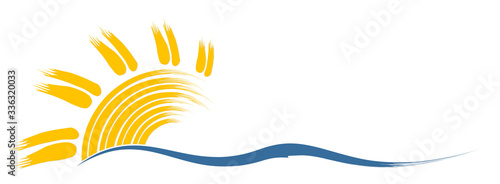 Sun and Blue Wave Symbol. 
