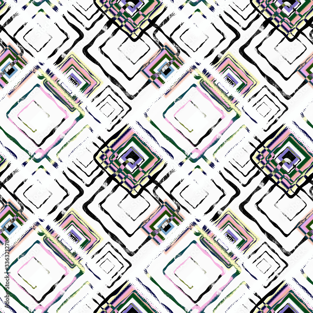 Obraz premium Seamless geometric pattern on a white background. Textile printing for bedding, jackets, packaging design, fabrics and fashion concepts. 