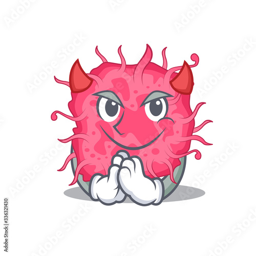 Valokuva pathogenic bacteria dressed as devil cartoon character design style