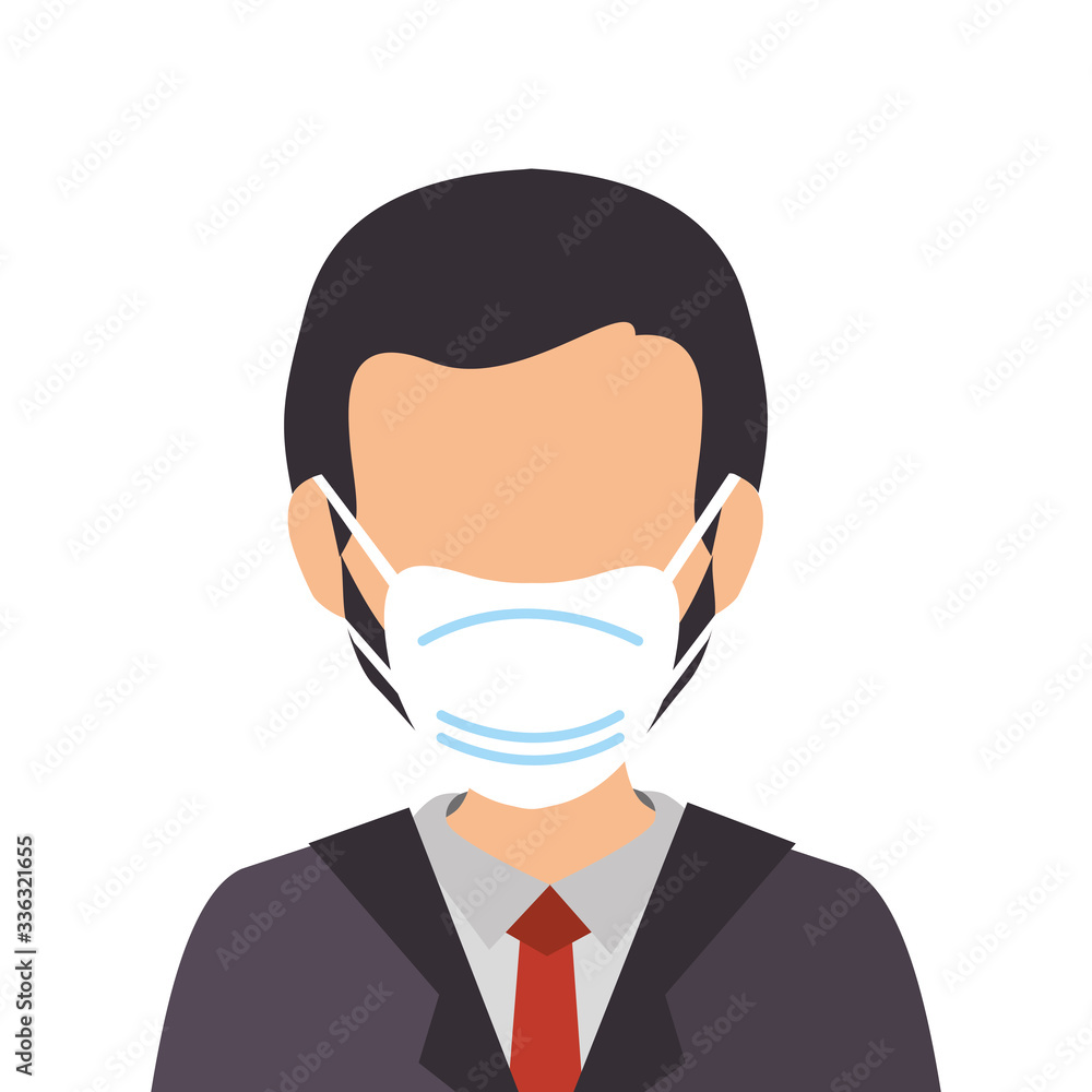 businessman with face mask isolated icon vector illustration design