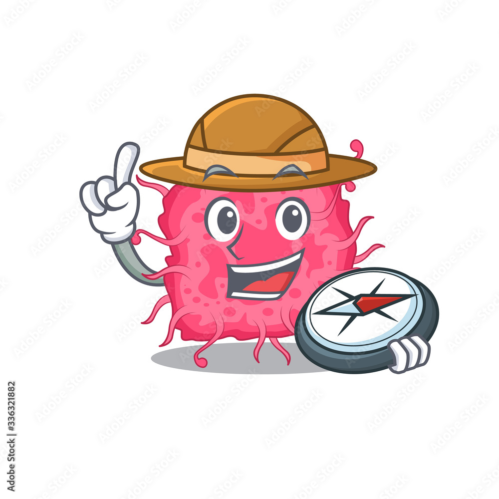 mascot design concept of pathogenic bacteria explorer with a compass mascot design concept of pathogenic bacteria explorer with a compass