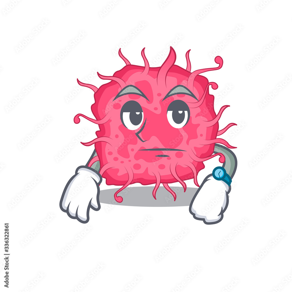 Mascot design of pathogenic bacteria showing waiting gesture