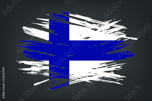 Grunge flag of Finland. Vector illustration of a grunge texture on a transparent background.
