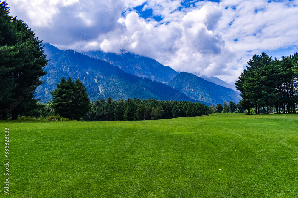 Beautiful view of a Golf Course at Pahalgam Kashmir,India,