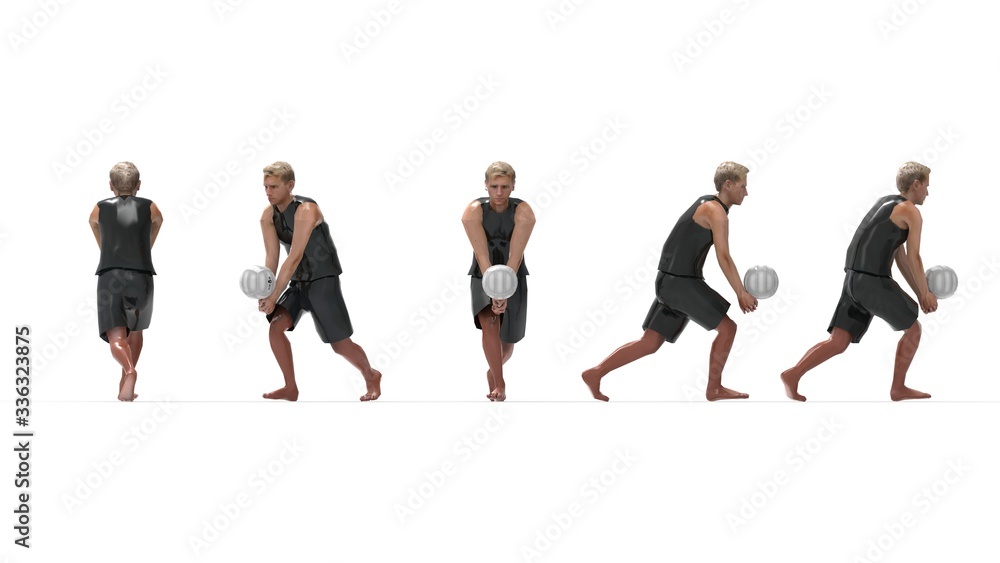 3D rendering of a mon playing volleyball excersise sports isolated