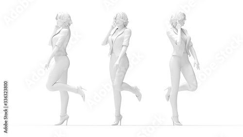 3D rendering of a sexy woman calling leisure mannequin model