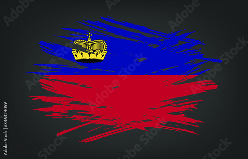 Grunge flag of Liechtenstein. Vector illustration of grunge texture on transparent background.