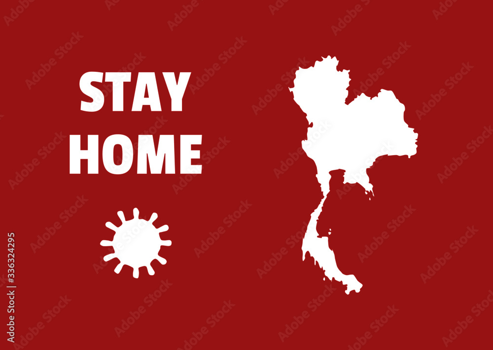 STAY HOME Text with Country Geography of Thailand