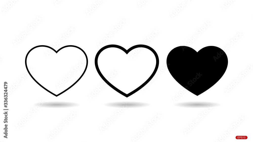 Heart icons on white background, concept of love .vector illustration Heart icons on white background, concept of love .vector illustration