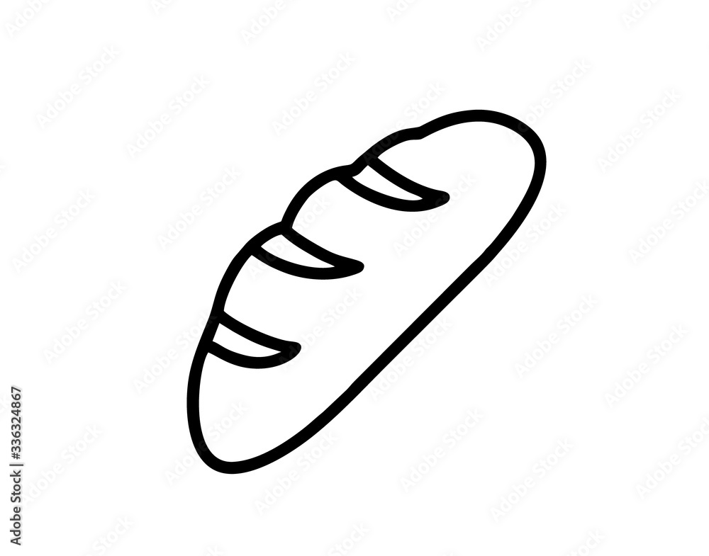 a french bread or baguette isolated vector in black and white for sign, logo, apps or website a french bread or baguette isolated vector in black and white for sign, logo, apps or website