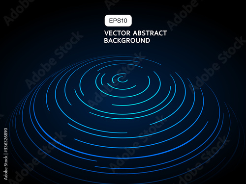 Spiral lines, star trails in black background, abstract earth concept, technology concept background illustration