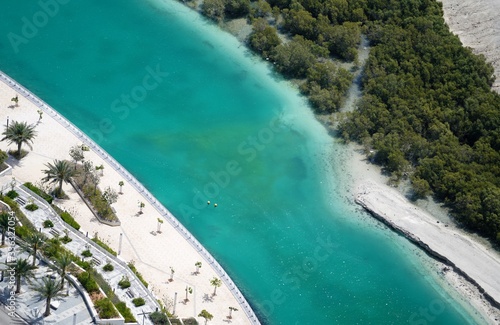 aerial view on sunny azure beach
