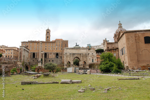 View of the ruins in Roman Forum, Rome, Italy