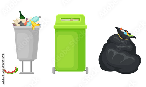 Garbage or Refuse in the Tanks and Sack Vector Set