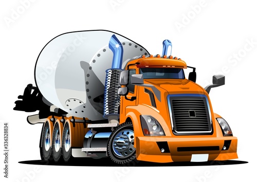 Vector Cartoon Concrete Mixer Truck Available EPS-10 vector format separated by groups and layers for easy edit