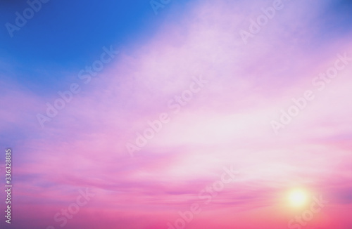 Colorful cloudy sky at sunset. Gradient color. Sky texture, abstract nature background