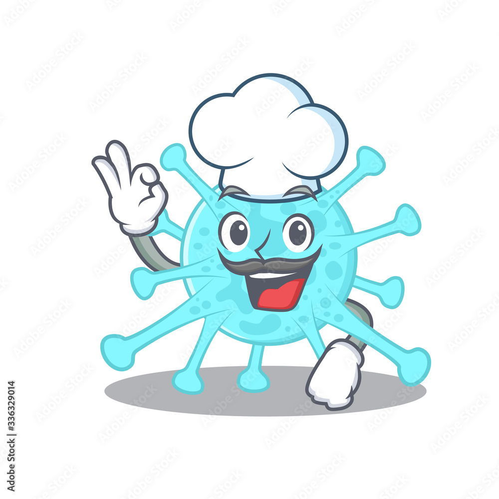 cegacovirus chef cartoon design style wearing white hat