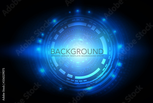 Vector circle technology design on blue color background. - Vector