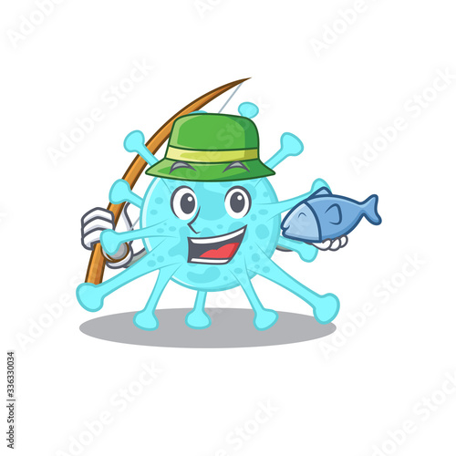 Cartoon design concept of cegacovirus while fishing