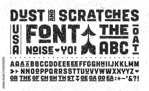 Hand-drawn alphabet and font. Bold, regular and medium uppercase letters, alternative characters. Creative hand-drawn sketch texture font for design, typographic. Vector Illustration