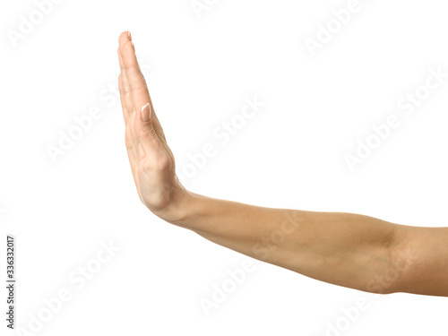 Wallpaper Mural Stop it! Woman hand gesturing isolated on white Torontodigital.ca