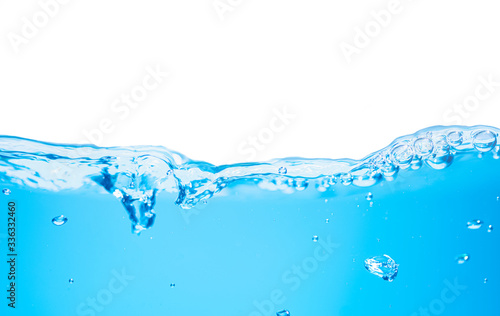 closed up of beautiful curve and nice bubble of drinking water isolated on white background