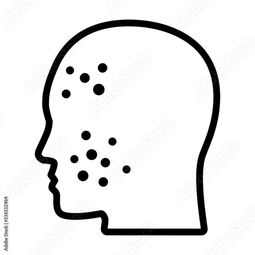 Acne or pimples on face line art vector icon for medical apps and websites