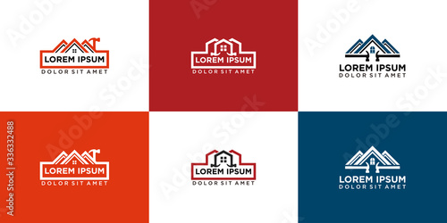 set house renovation logo icon design vector