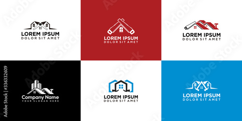 set house renovation logo icon design vector