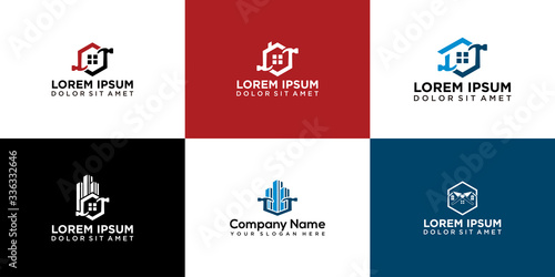 set house renovation logo icon design vector
